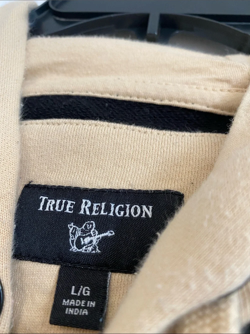 True Religion Two-Tone Black and Beige Hoodie